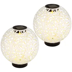 Solarkugel Solar Lampe Outdoor Garten Kugel LED 20 cm Balkon Deko Leuchte, Lichteffekt Orientalisches Design in Betonoptik, 3000K, DxH 20x21 cm, 2er Set