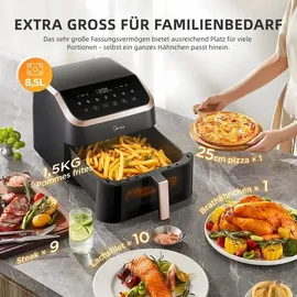 Midea Heißluftfritteuse MF-CY85K schwarz/roségold