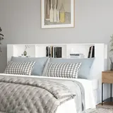 CKioict Betthaupt Wandkissen Bett Bettkopfteil Schlafzimmer Kopfteil mit Ablagen Weiß 220x18,5x104,5 cmGeeignet für Schlafzimmer, Gästezimmer, Schlafsaal