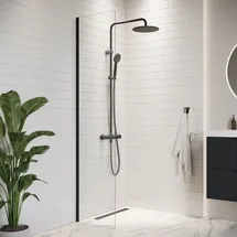 Badplaats Florida Walk-In-Dusche 40 x 200 cm Schwarz Sicherheitsglas