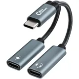 MicroConnect USB-C auf USB-C Kopfhörer-/Ladeadapter - 24 pin USB-C männlich zu 2