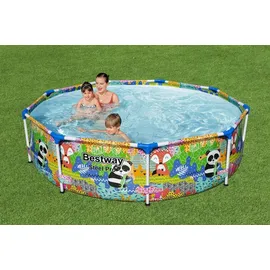 BESTWAY Steel Pro Paradise Frame Pool rund 274 x 66 cm bunt