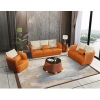 JVmoebel Sofa Moderne Sofagarnitur 3+2 Sitzer Ledersofa Wohnlandschaft Neu, Made in Europe orange