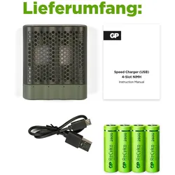 USB-Modell Ladegerät GP M451 Mainstream-Line 4 x ReCyko AA 2600 mAh