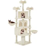 Yaheetech XXL Katzenkratzbaum 194 cm Katzenbaum Kletterbaum, Stabil mit Plüsch Sisalseil, Kratzbaum für Katzen deckenhoch Beige