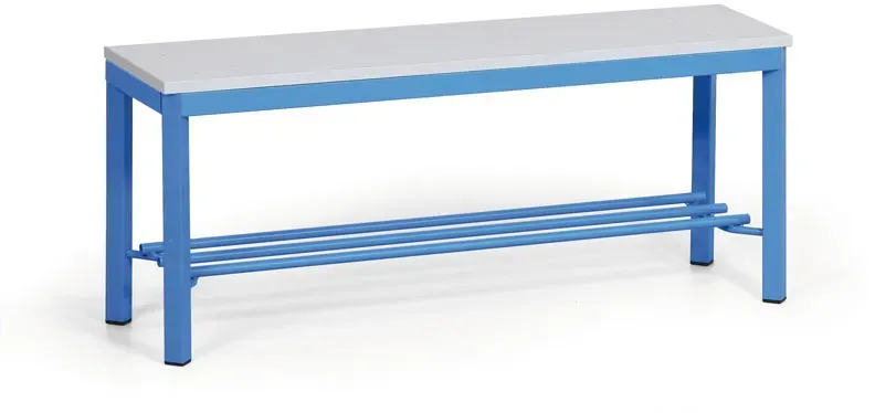 Umkleidebank mit Schuhrost, Sitzfläche, laminiert, Länge 1000 mm, blau