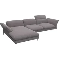 FLEXLUX Ecksofa Salino, Funktionssofa mit Recamiere, Relaxsofa, Ecksofa, Sofa mit Arm- und Kopfteil-Verstellungen, Kaltschaum & Stahl-Wellen grau