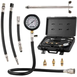 VEVOR Kompressionsmesser Kompressionstester Kompressionsprüfer Testgerät Kompressionsmessgerät mit Manometer Benzinmotor 0–300 PSI und 0–2000 kPa Verdichtungsmesser inkl. 3x Adapter