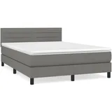 vidaXL Boxspringbett mit Matratze Dunkelgrau 140x200 cm Stoff