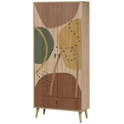Dmora Kleiderschrank 2 Türen Dmontell, Schlafzimmermöbel, Schrank, Garderobe, 80x45h190 cm, Bunt