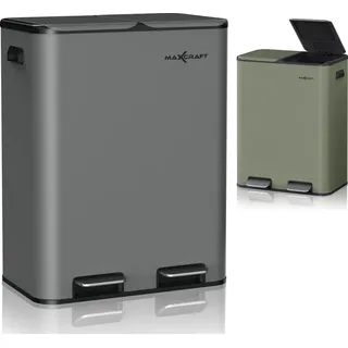 MAXCRAFT Mülleimer / Treteimer mit Soft Close Deckel und 2 Inneneimern - 60 Liter in Anthrazit