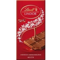 Lindt Tafelschokolade Lindor Milch, Schokolade mit zartschmelzender Füllung, 100g