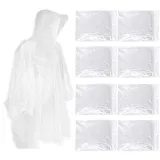 XINCHEN Kapuze Regen Ponchos 8 Stück Transparent Wasserdicht Regenponcho Durchsichtig Regenponcho Einmal Regenjacke Regencape mit Kaputze für Herren und Damen für Outdoor, Camping, Stadion.