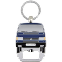 BRISA VW Collection - Volkswagen Schlüssel-Anhänger-Ring Schlüsselbund-Accessoire Keyholder mit Bier-Flaschen-Öffner im T4 Bulli Bus Design (Bus Front/Blau)