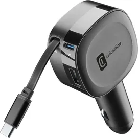 Cellular Line Retractable Car Charger 60W-Autoladegerät mit einziehbarem Kabel