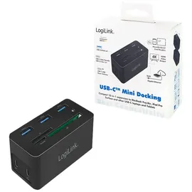 Logilink UA0370 USB-C Dock 10-in-1-Anschluss, mit PW (Power Delivery), Schwarz