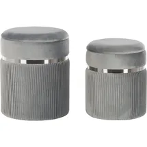 Beliani Pouf mit Stauraum 2er Set CAMDENTON Samtstoff Hellgrau