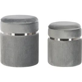 Beliani Pouf mit Stauraum 2er Set CAMDENTON Samtstoff Hellgrau