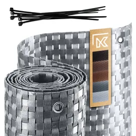 Kadax Sichtschutz für Balkon, Terrasse, Zaun, wetterfeste Sichtschutzmatte aus PE-Rattan, Balkonbespannung mit Kabelbinder, Sichtschutzzaun, Balkonverkleidung, Windschutz (0,9 m x 7 m, hellgrau)