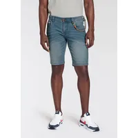 bruno banani Jeansshorts, (Set, 2 tlg., mit Band), bequemer Sitz, gerade Beinform, mit praktischen Taschen Bruno Banani light blue used