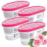 4x AquaFloow Luftentfeuchter 400ml Rosenduft Nachfüllpack Anti Feuchtigkeit