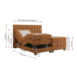 MKS Meble Boxspringbett 200 x 200 cm H4 Orange