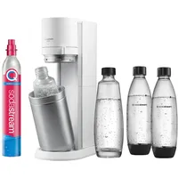 SodaStream Wassersprudler Duo mit CO2-Zylinder, 2X Glasflasche und 2X 1L spülmaschinenfeste Kunststoff-Flasche, Weiß, Höhe: 44 cm