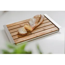 Zack PANAS Brotschneidebrett mit Tablett, Edelstahl matt und geölter Bambus