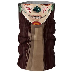Maskworld Kostüm Schlauchschal Catrina, Elastisches Halstuch mit witzigem Aufdruck braun