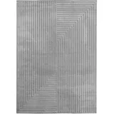 Carpetsale24 Kurzflor Teppich 160x230 cm Grau Wohnzimmer, Schlafzimmer, Küche, Skandinavisch Boho Motiv, für Outdoor Bereich geeignet