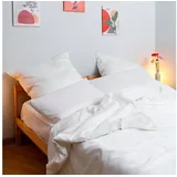 Wolkenfeld Bettwäsche Edel Mako-Satin Bettwäsche, unfassbar weich, Mako-Satin, 3 teilig, 135x200 cm, 155x220 & Übergrößen I inkl. Kissenbezüge 80x80 I Uni weiß