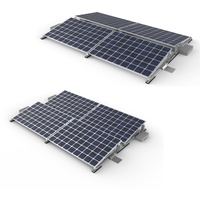 Komplette Montageset für 4 Solar Module geeignet für Flachdach, Garagedach und ebener Boden bis zu 5° Dachneigung, Aufstellungwinkel 10°, Süden oder Ost-West Ausrichtung