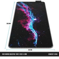 Titanwolf RGB Gaming Mauspad, Mousepad XL 800 x 300mm verbessert Präzision & Geschwindigkeit, Galaxie Blau