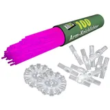 KNIXS 100x Arm-Knicklichter in Pink leuchtend inkl. 100 x 3D-Verbinder und je 2 x Ballverbinder und 7-Lochverbinder für Party, Festival, Geburtstag oder als Dekoration, geprüfte Markenqualität