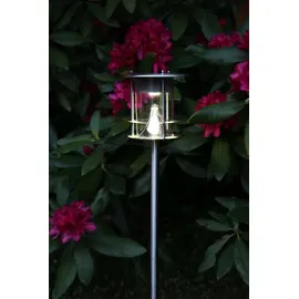 Best Season Solarlampe Edelstahl, Superhell Warmweiß, Dämmerungsschalter