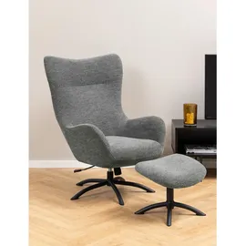 Actona Relaxsessel Talgarth Textil 76 x 105 x 86 cm Anthrazit mit Hocker