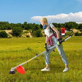 Startech 4In1 Benzin-Multitool, Rucksack-Freischneider/Trimmer/Heckenschere, 52 ccm 2-Takt Benzin Motorsense, 4 in 1 Multitool Freischneider Trimmer Set Luftgekühltes Kühlsystem Heckenschere