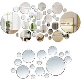 Bessy shop Runde Spiegelfliesen Selbstklebend,32 Stück Spiegelfliesen Wandaufkleber Acrylspiegel Kunststoff Spiegel Kreis Spiegel Einstellung Wand Aufkleber Aufkleber Dekoration mit 6 verschiedenen Größen
