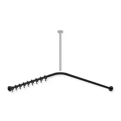 Hewi System 900 Vorhangstange 900.34.10060DC 787 x 787 mm, 16 Vorhangringe, Edelstahl pulverbeschichtet schwarz tiefmatt