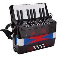 Akkordeon-Instrument für Kinder, Akkordeon-Musikklavier, Tastatur, Spielzeug, Rhythmustraining, Federinstrument, 17 Tasten, 8 Bässe, Schwarz