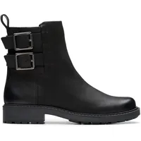 CLARKS Damen Orinoco2 Bay Mode-Stiefel, Schwarzes Leder, 39 EU