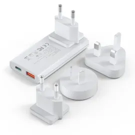 CHOETECH USB-C und USB-A GaN Fast Charger (65 W, 2 Ports), USB Ladegerät, Weiss