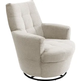 Alina Drehsessel "Yuri", beige (creme gct 11), B:80cm H:93cm T:92cm, Cord GCT (92% Polyester 8% Nylon), Sessel, Drehsessel, mit Dreh und Wippfunktion, passend zu Hocker Yuri