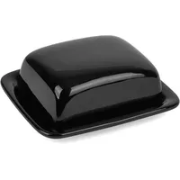 Butterdose mit Deckel Küchenbehälter Buttertablett Schwarz Keramik Butterdose