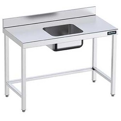 Edelstahl-Wandtisch mit zentralem Becken unten 600 Distform