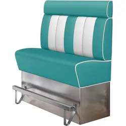 Diner Hochbank | Türkis | B:H 180 x 158 cm | Gestreift | Leder | American Diner Möbel, American Hochbank, Thekenbank