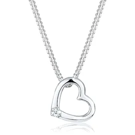 Elli DIAMONDS Halskette Herz Diamant Weiß Brillantschliff (0,015 ct) Silber