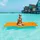 Costway 210x66cm Wasserhaengematte, Wasserliege 70kg Tragkraft, Schwimmmatte Schwimmfloss, Schwimmender Teppich, Schwimmende Wasser Bett Schwimminsel Orange - 1 Person