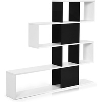 KOMFOTTEU Bücherregal Leiterregal, mit 10 offenen Trennwänden schwarz|weiß