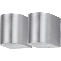 2er Set LED Außen Wand Lampe ALU Garten Beleuchtung Fassaden Terrassen Down Strahler gebürstet